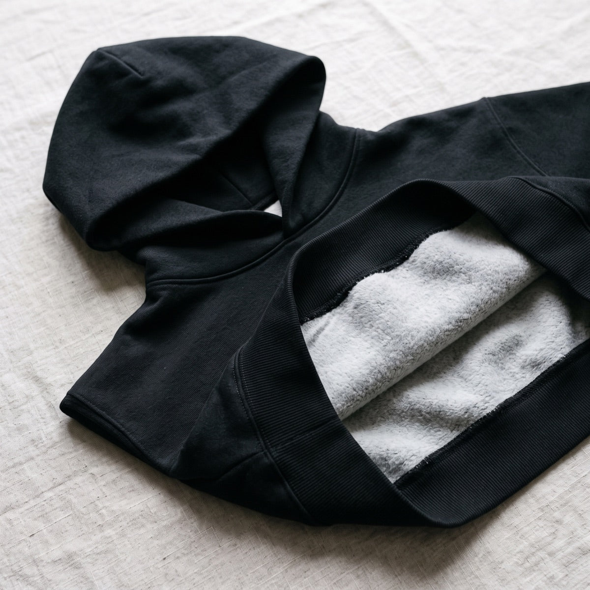 Brushed fleece inside and ribbed cuff detail
